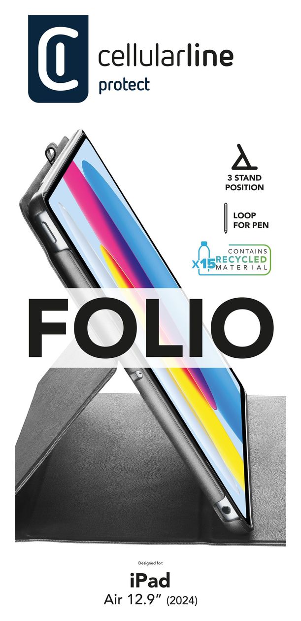 Stand Folio aus Kunstleder für Apple iPad Air 13 Zoll und iPad Pro 12.9 Zoll bis 33 cm (13") (Schwarz) 
