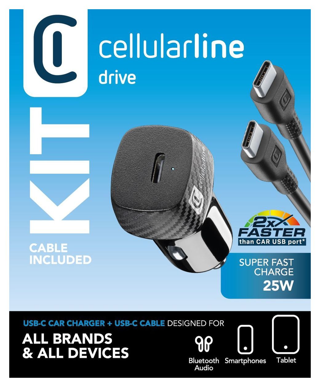 Super Fast Car Power Kit 25W - USB-C to USB-C - Samsung 
