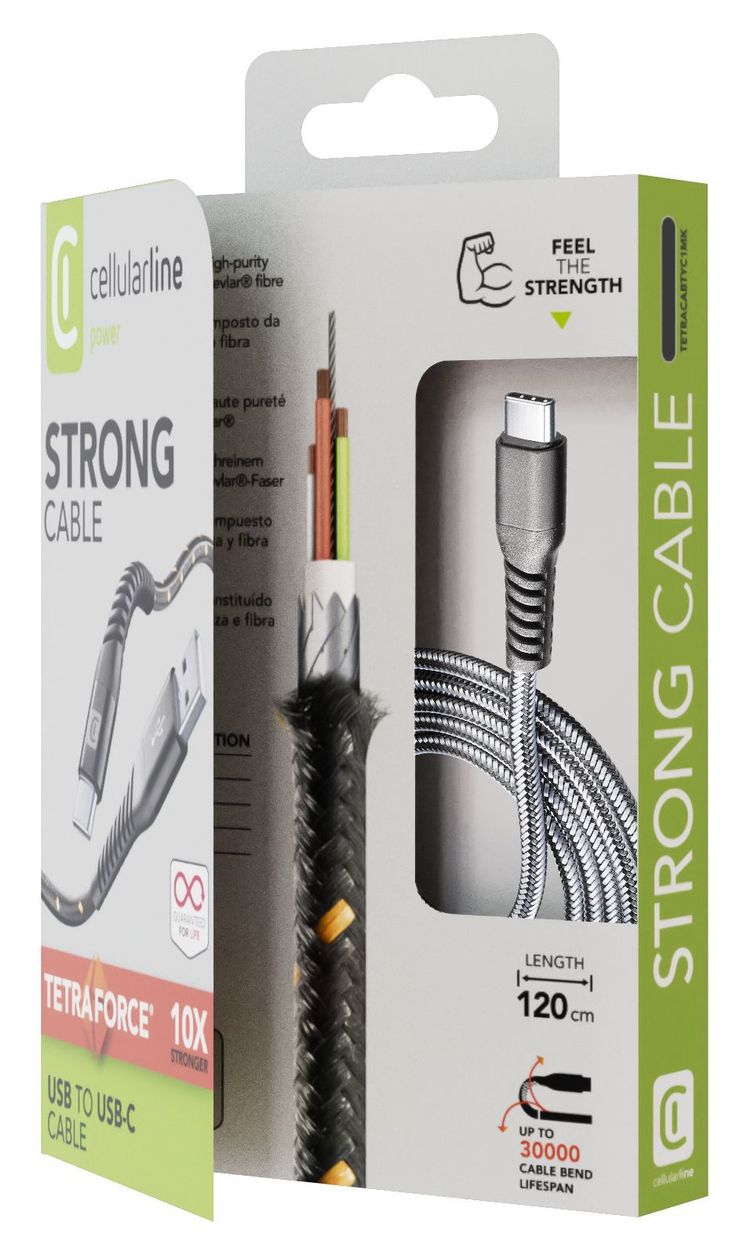 Tetra Force Cable USB A auf USB C Männlich bis 15 W 1,2 m  (Schwarz) 