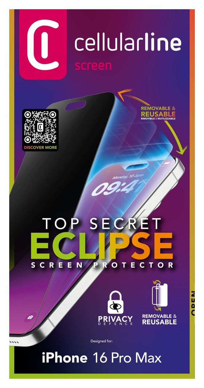 Top Secret Eclipse Datenschutz-Bildschirmschutz " Privacy " gehärtetes Glas 9H für  Apple iPhone 16 Pro Max 