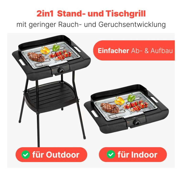 BQS3842 2 in 1 Stand und Tischgrill 1 Zone(n) 2000 W  (Schwarz) 