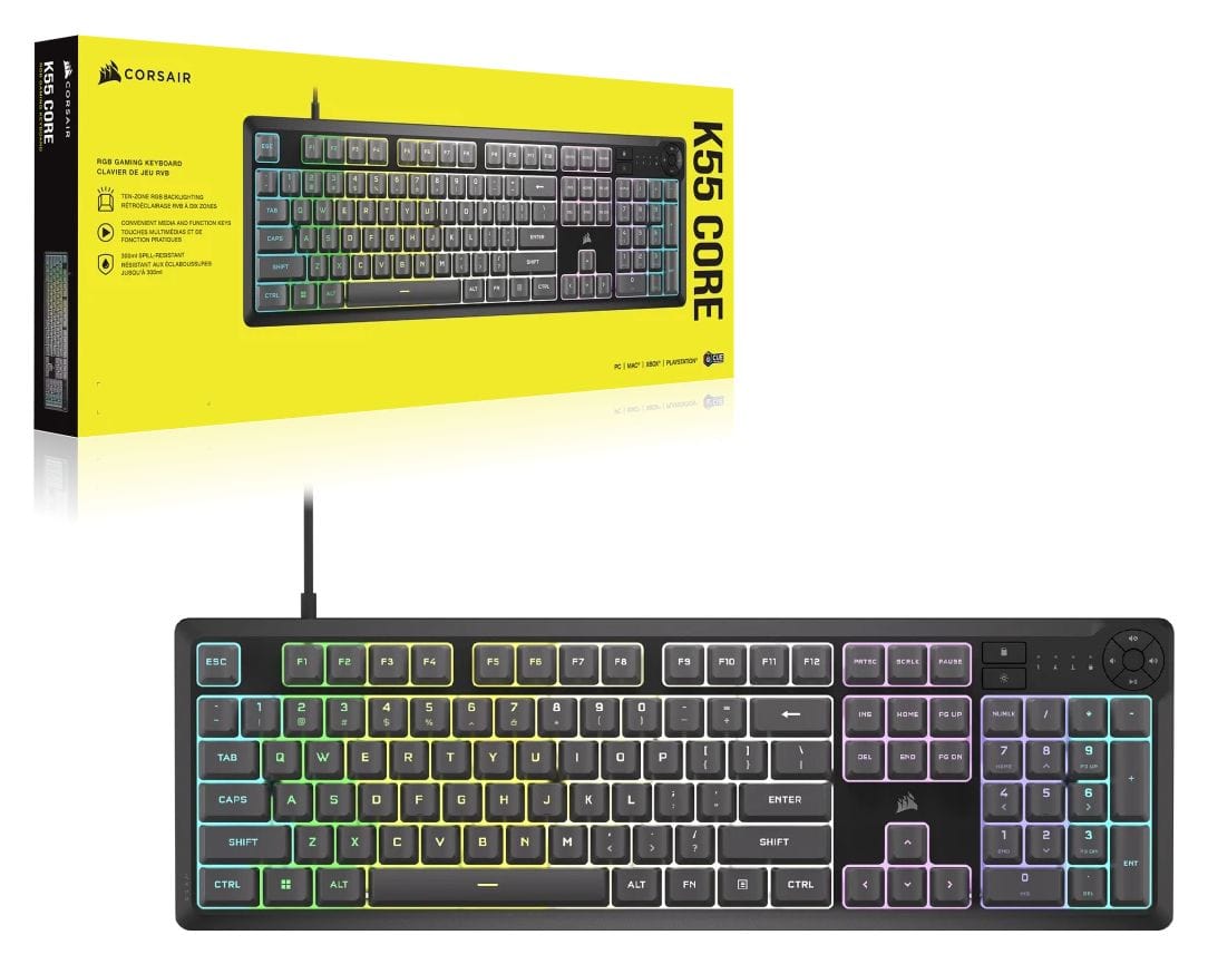 K55 Core RGB-LED Gaming Tastatur USB  (Grau) 