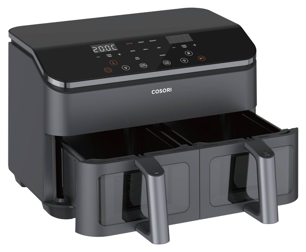 Dual Basket Chef Edition Doppel Heißluftfritteuse 8,5 l 1750 W  (Schwarz, Silber) 