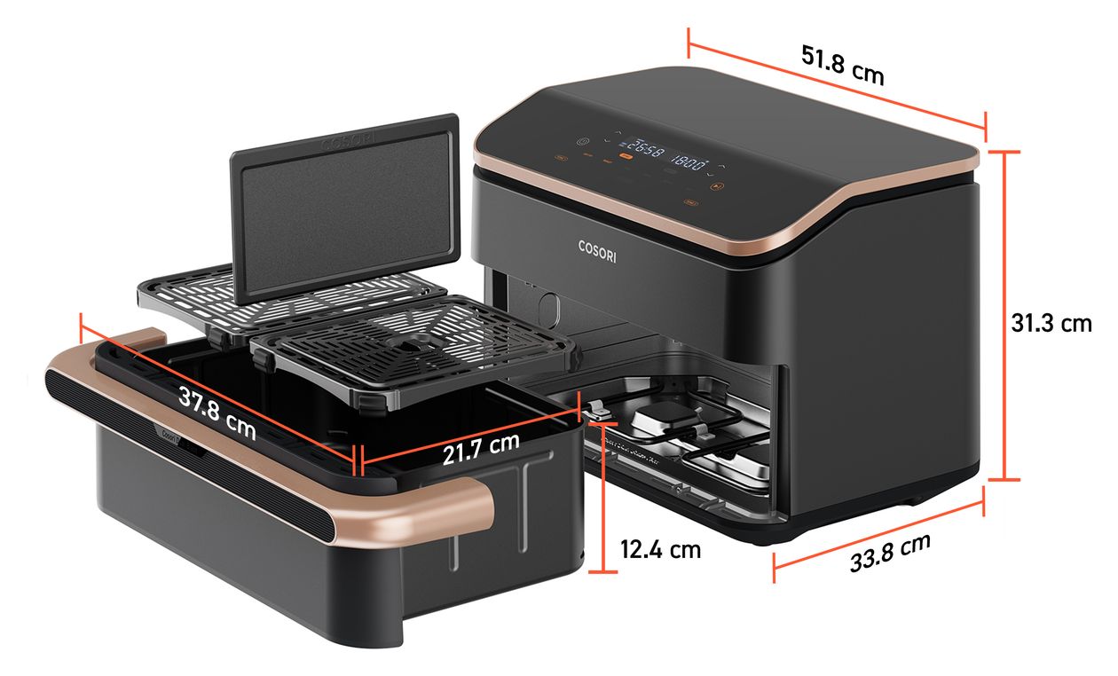 Dual Blaze Twinfry Chef Edition Doppel Heißluftfritteuse 10 l 2800 W (Dunkles Grau, Roségold) 