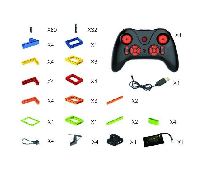 SkyWatcher 5in1 DIY Block Quadrocopter Multicopter/Drohne Flugzeit: 10 min  (Mehrfarbig) 