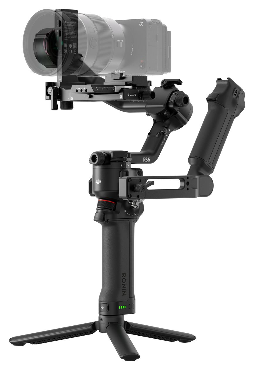 RS5 Combo Stativ Gimbal für Kamera faltbar Bluetooth  (Schwarz) 