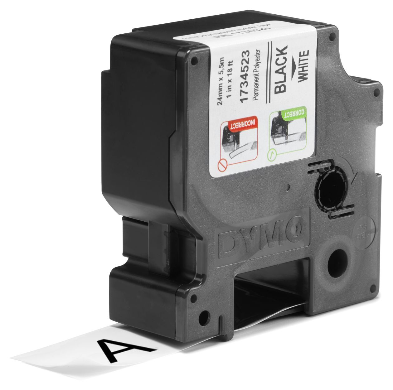DYMO Rhino Industrie Permanente Polyesteretiketten | 24 mm x 5,5 m | Schwarz auf Weiß | selbstklebendes Schriftband | für DYMO Rhino und LabelManager Beschriftungsgerät 