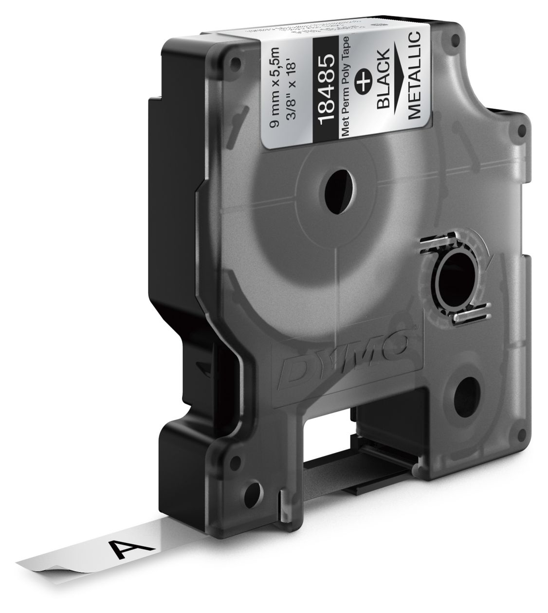 DYMO Rhino Industrie Permanente Polyesteretiketten | 9 mm x 5,5 m | Schwarz auf Metallic | selbstklebendes Schriftband | für DYMO Rhino und LabelManager Beschriftungsgerät 