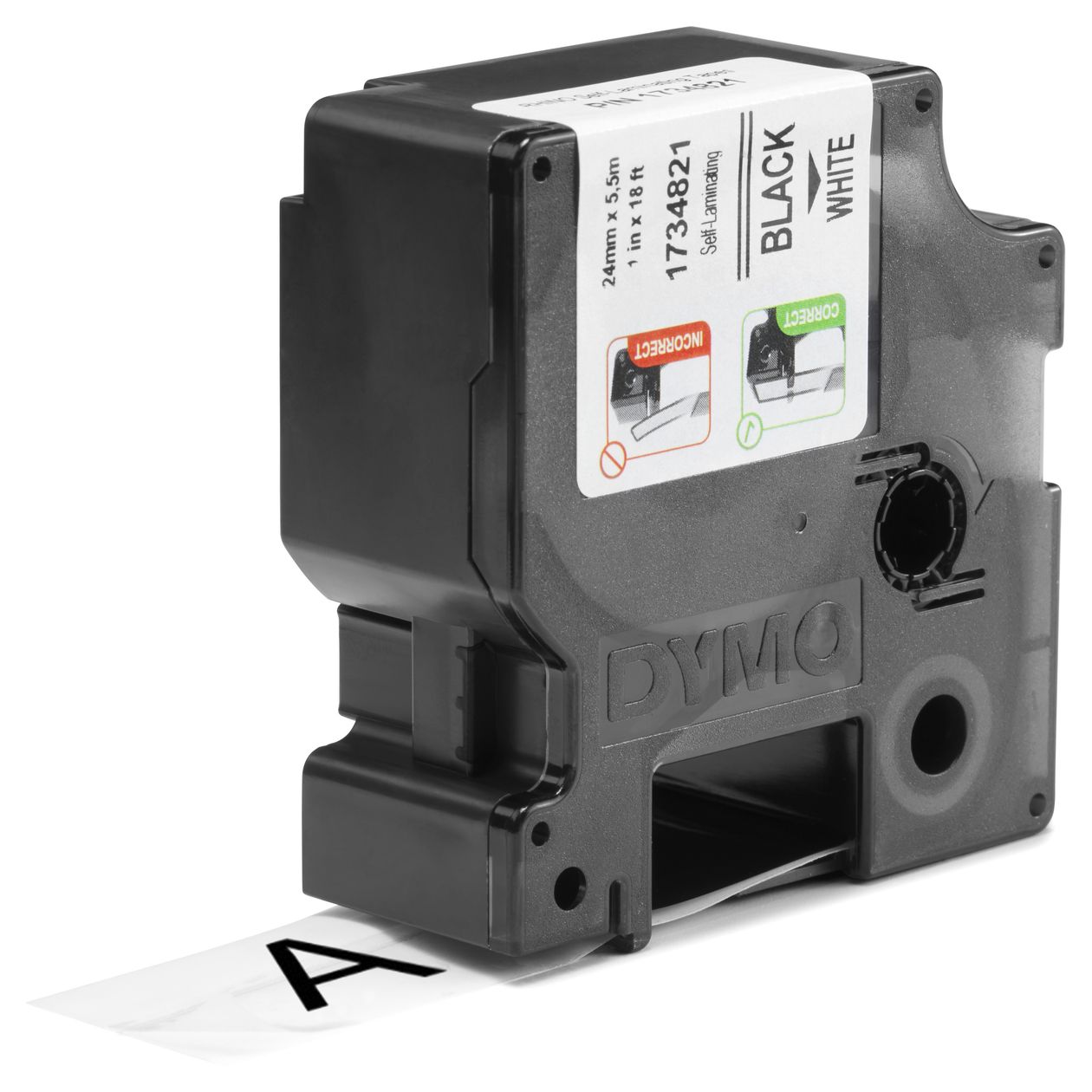 DYMO Rhino Industrie selbstlaminierende etiketten | 24 mm x 5,5 m | Schwarz auf Weiß | für DYMO Rhino Beschriftungsgerät 