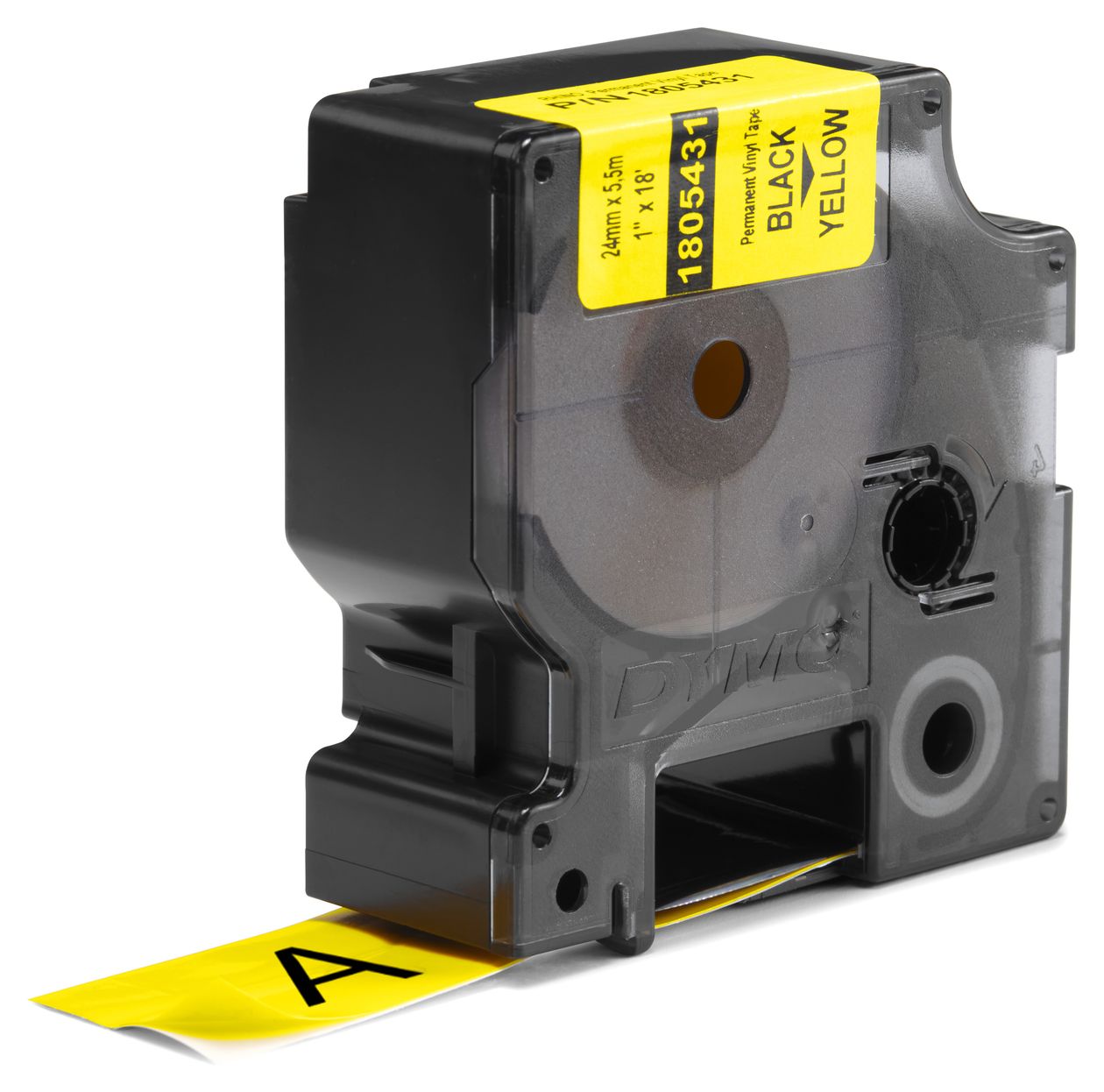 DYMO Rhino-Industrie-Vinyletiketten | 24 mm x 5,5 m | schwarz auf gelb | selbstklebendes Schriftband | für DYMO Rhino und LabelManager Beschriftungsgerät 