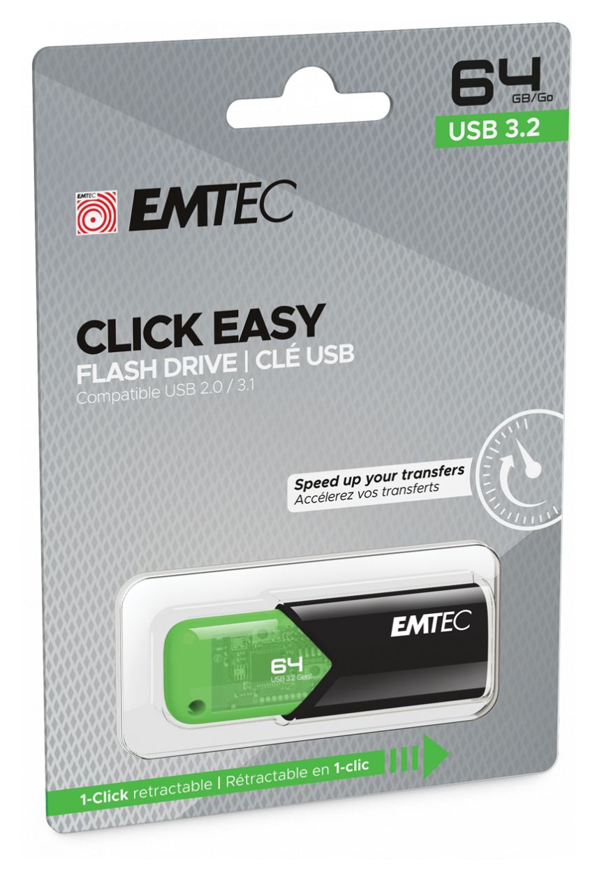 B110 Click Easy USB Typ-A Stick 64 GB  (Schwarz, Grün) 