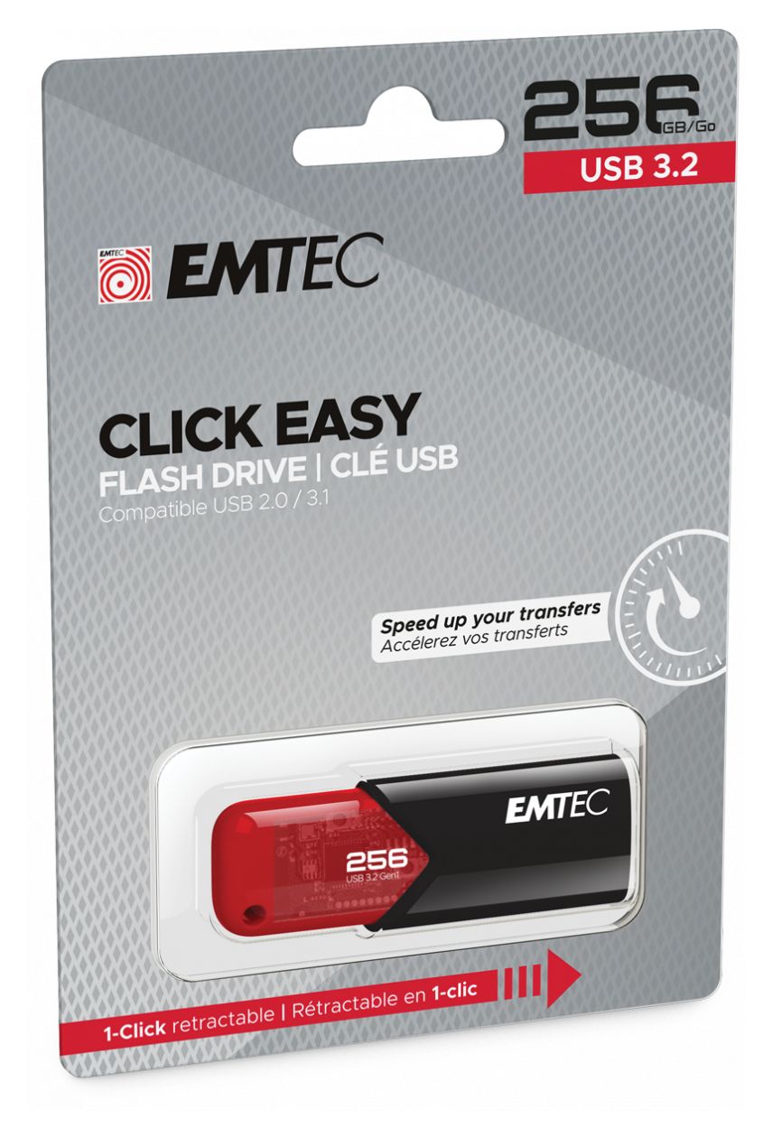 B110 Click Easy USB Typ-A Stick 256 GB  (Schwarz, Rot) 
