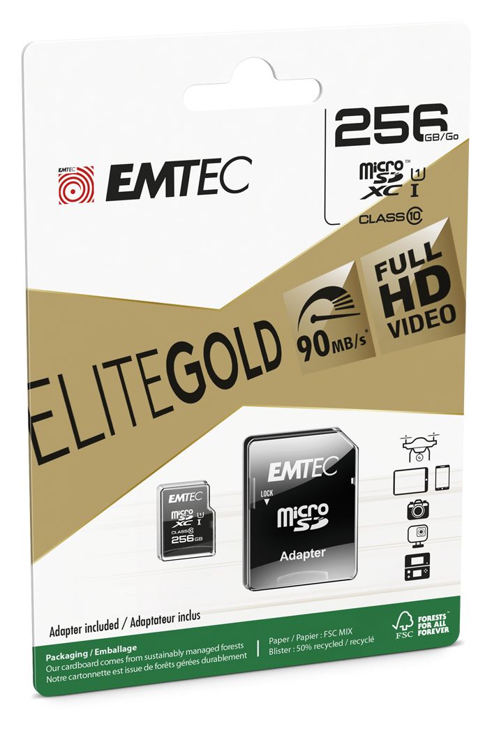 ECMSDM256GXC10GP MicroSDXC Speicherkarte 256 GB Class 1 (U1) Klasse 10 