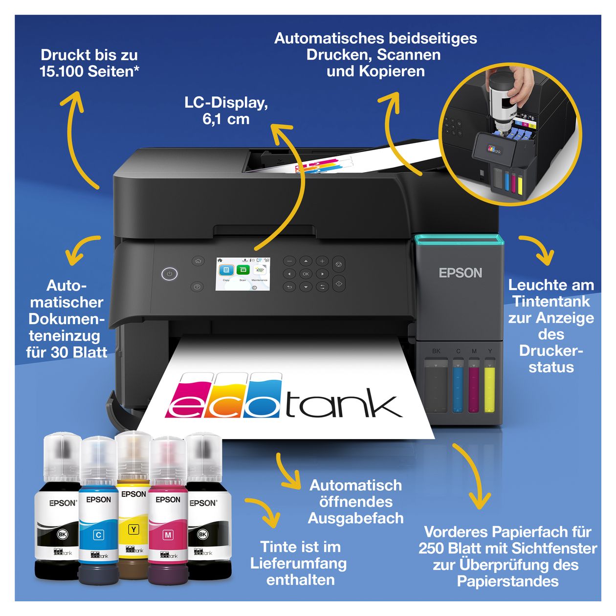 EcoTank ET-3950 All in One A4 Tintenstrahl Drucker 4800 x 1200 DPI 