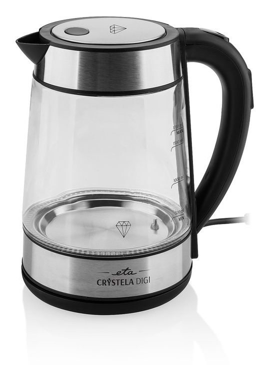 Crystela Digi 1,7 l Wasserkocher 2200 W (Schwarz, Transparent) 