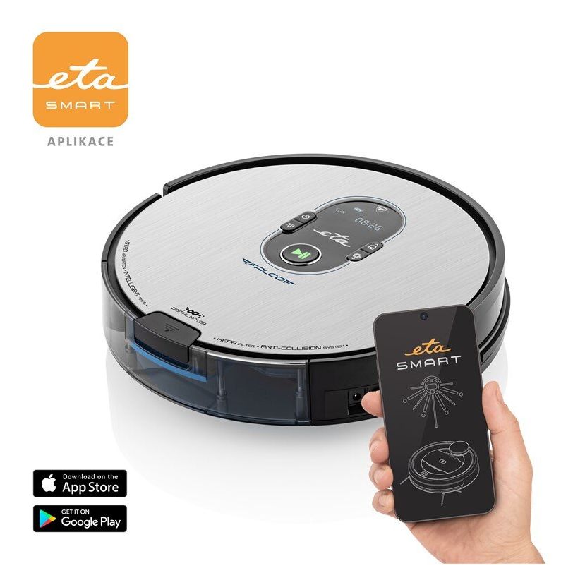 Falco Smart Saugroboter nass/trocken 120 min Akku  (Schwarz, Edelstahl) 