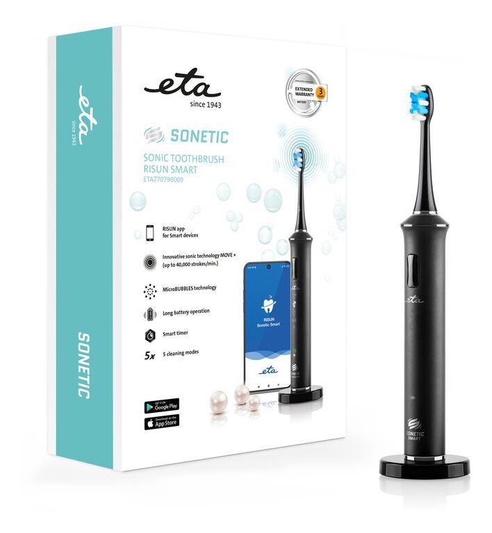 Sonetic Schall-Zahnbürste für Erwachsene 40000 Bewegungen pro Minute  (Schwarz) 