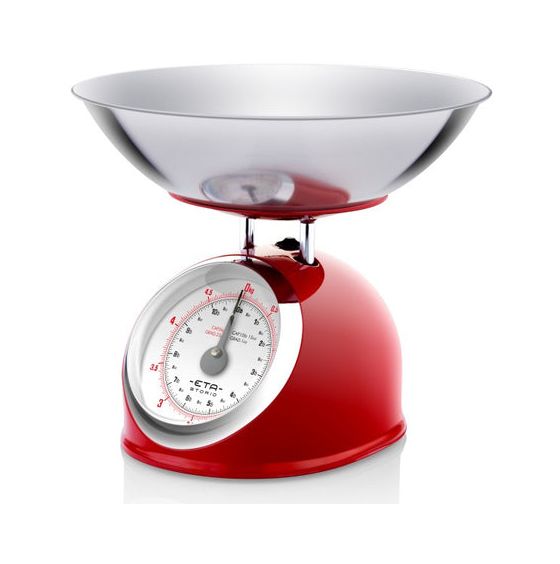 Storio Mechanische Küchenwaage bis 5 kg Genauigkeit 25 g (Rot, Edelstahl, Weiß) 