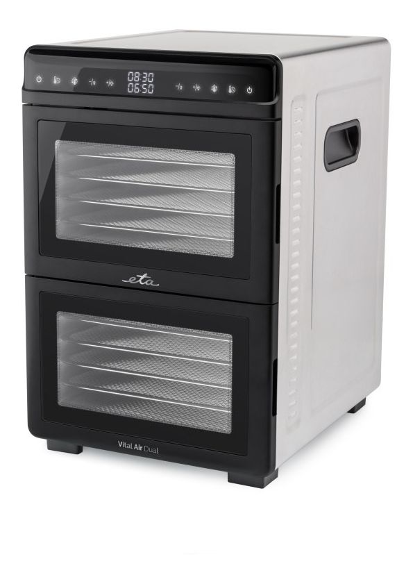 Vital Air Dual Dörrautomat 1100 W Timer 48 h 12 Dörrgitter  (Grau/Schwarz) 