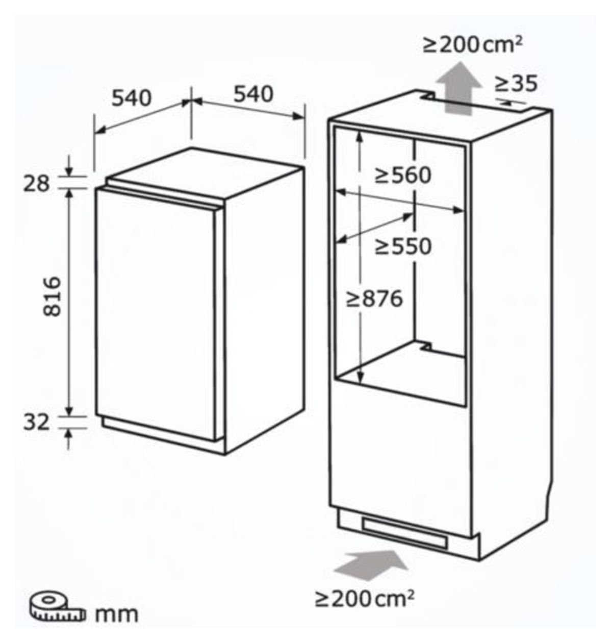 EKS131-V-040E 129 l 87,6 cm Einbaukühlschrank EEK: E 92 kWh Jahr 