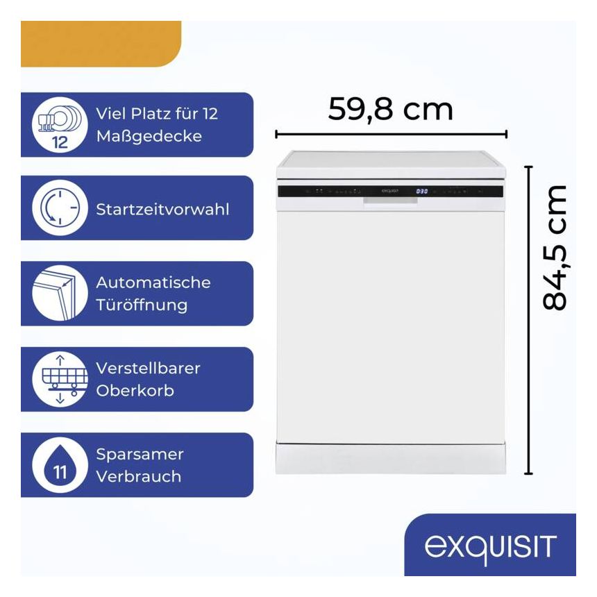 GSP6312-030E 60 cm Geschirrspüler freistehend Leise 12 Maßgedecke 