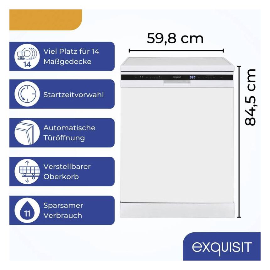 GSP6314-030C 60 cm Geschirrspüler freistehend Leise 14 Maßgedecke 