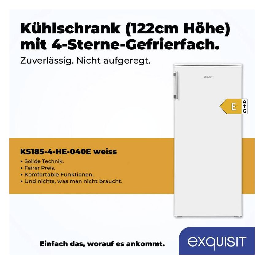 KS185-4-H-040E 190 l / 176 l Kühlschrank freistehend EEK: E 143 kWh Jahr  (Weiß) 
