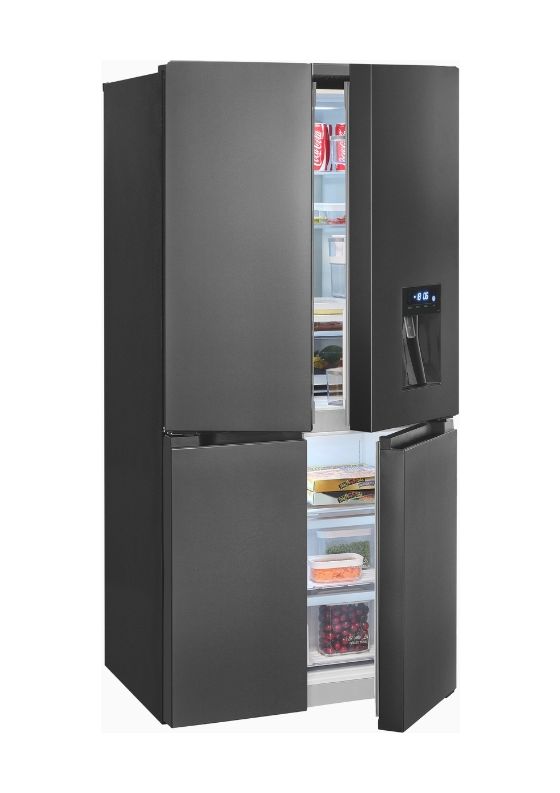 MD430-100-WS-202E Side-by-Side Kühl-/ Gefrierkombination 284 l / 148 l 283 kWh NoFrost 1830 mm x 836 mm  (Schwarz, Edelstahl) 