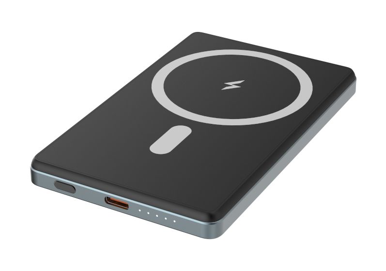 Ultra Slim 5000 mAh Powerbank USB Typ-C Kabelloses Laden  (Dunkles Grau) 