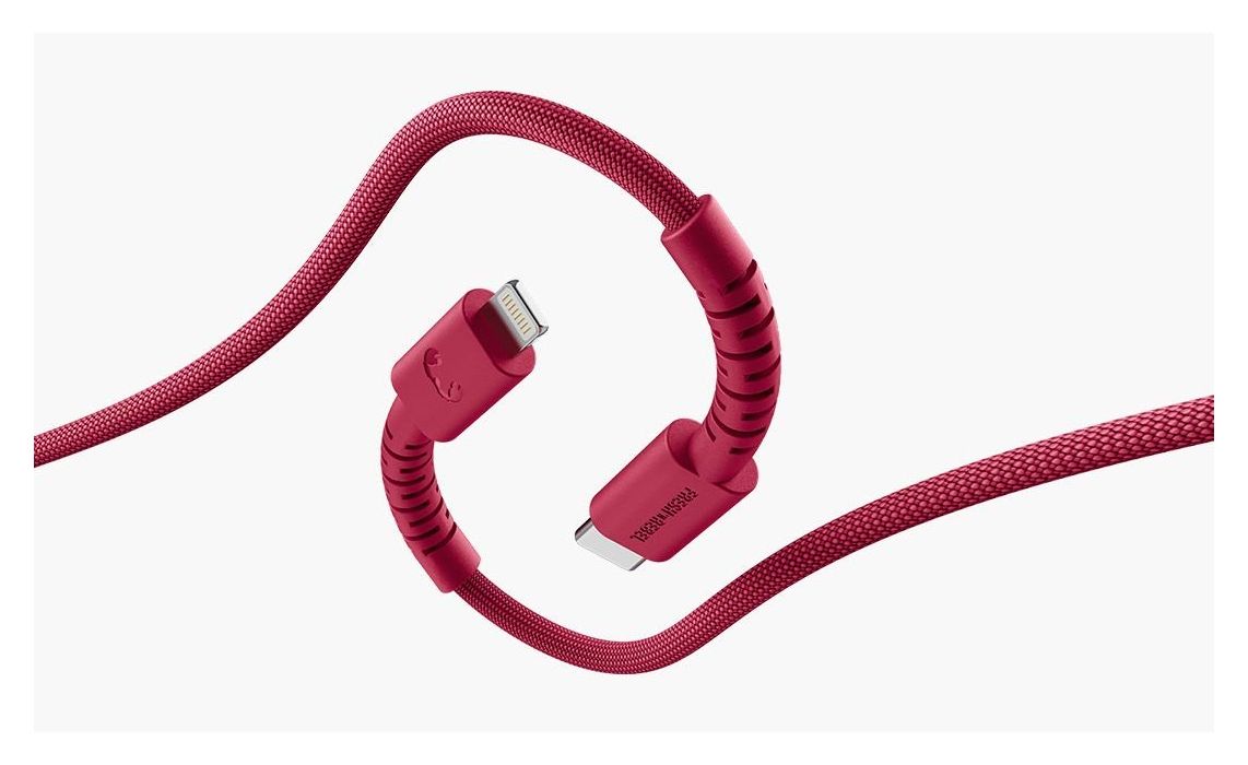 FlexWave Rundkabel Lightning auf USB C Männlich 2 m  (Rot) 