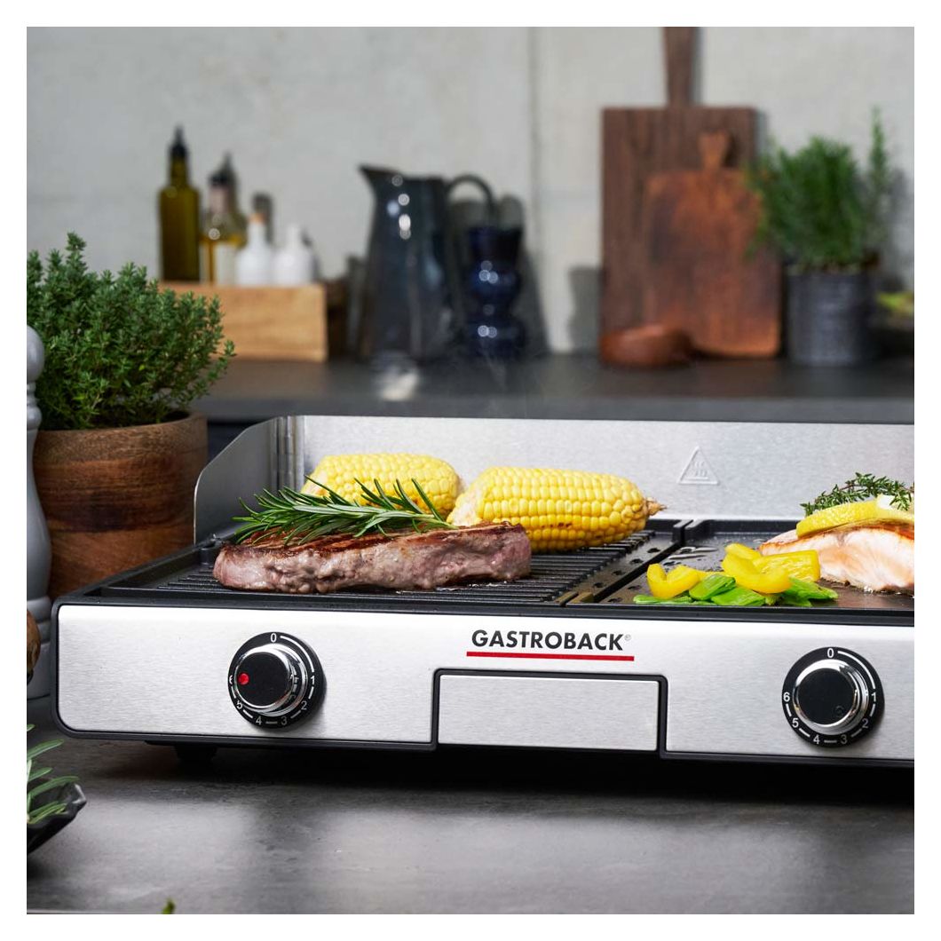 42524 Design Plancha & BBQ 2 Zone(n) 2000 W mit 420 x 280 mm Fläche  (Schwarz, Edelstahl) 
