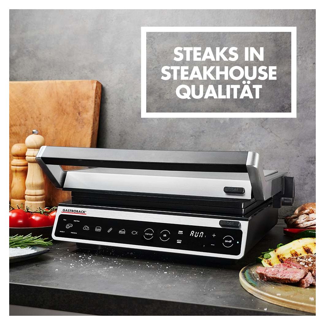 42542 Design BBQ Advanced Smart Kontaktgrill 2100 W mit 250 x 280 mm Fläche  (Schwarz, Edelstahl) 