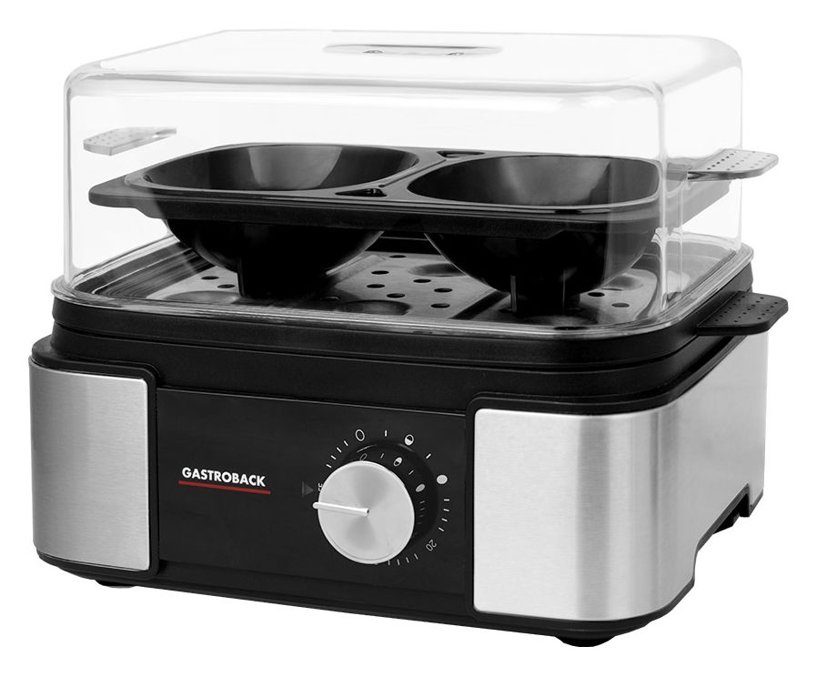 42803 EasyCook 6 Eierkocher für 6 Eier  (Schwarz, Edelstahl) 