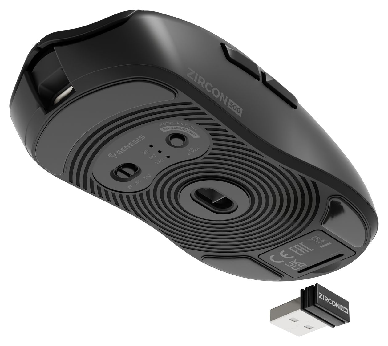 Zircon 500 10000 DPI Gaming Maus Optisch  (Schwarz) 