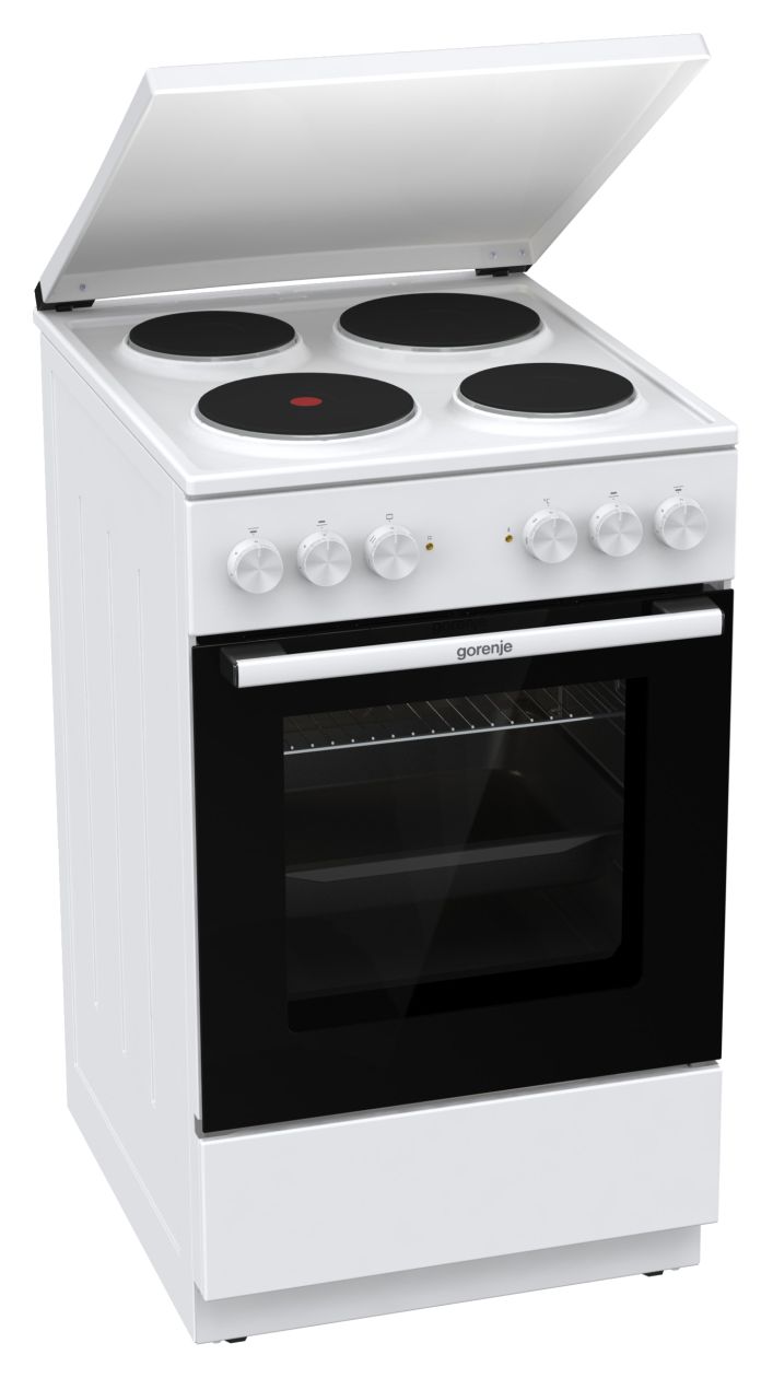 GE5A23WH Freistehender Herd Elektro 74 l AquaClean mit Gußkochplatte Kochfeld 