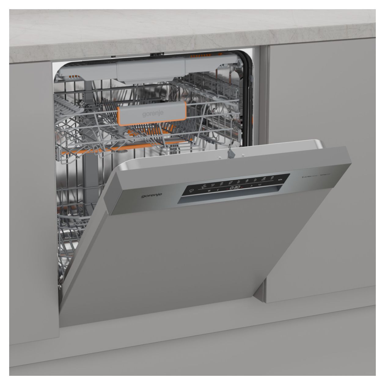 GI663A97X 60 cm Geschirrspüler teilintegriert (ohne Front) Sehr leise 16 Maßgedecke aquaStop Funktion Auto Open 