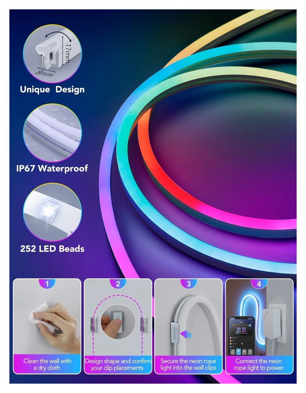 H61A1 Neon Rope Light LED Universalstreifenleuchte 2000 mm Multi AC 