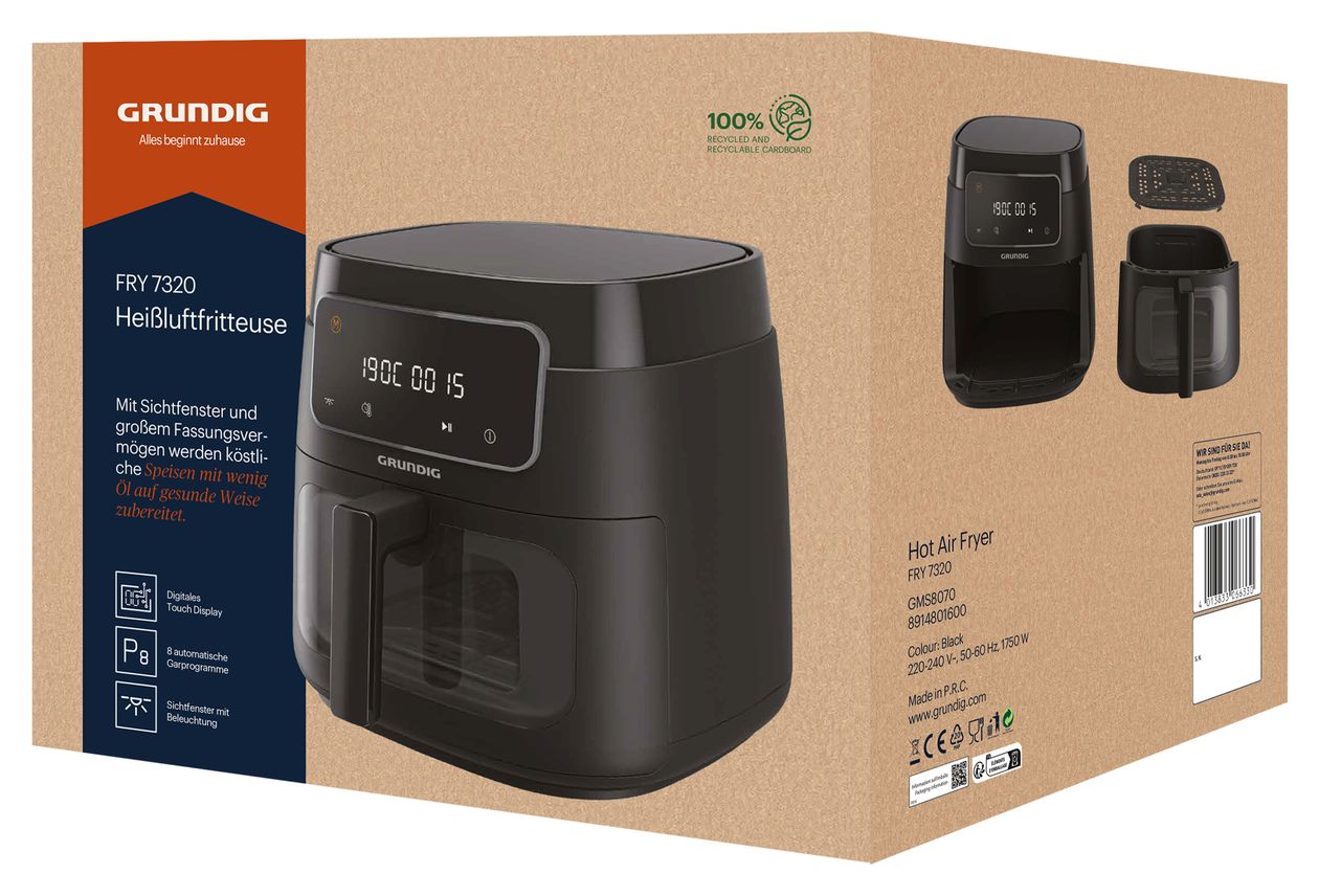 FRY7320 Heißluftfritteuse 7,6 l 1900 W  (Schwarz) 