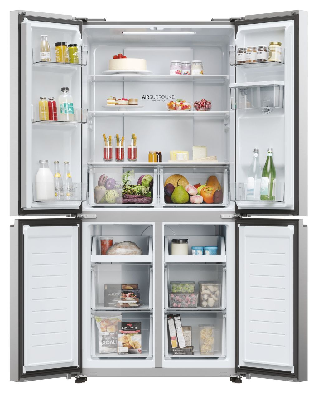 HCR3818EWMM Side-by-Side Kühl-/ Gefrierkombination 307 l / 156 l 290 kWh NoFrost 1815 mm x 833 mm  (Platin, Edelstahl) 