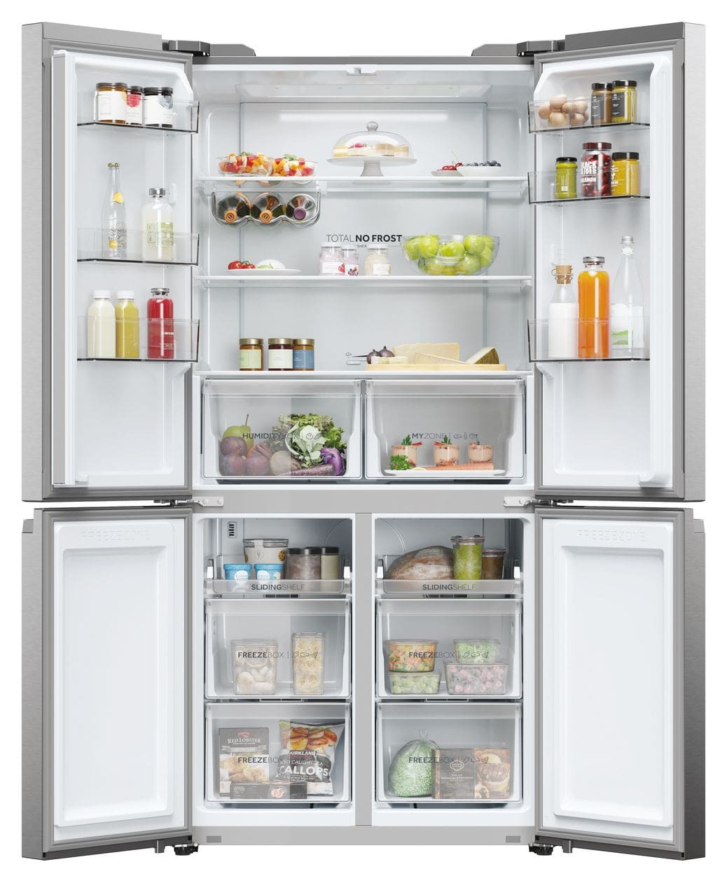 HCR5919ENMP Side-by-Side Kühl-/ Gefrierkombination 354 l / 174 l 329 kWh NoFrost 1900 mm x 908 mm  (Platin, Edelstahl) 