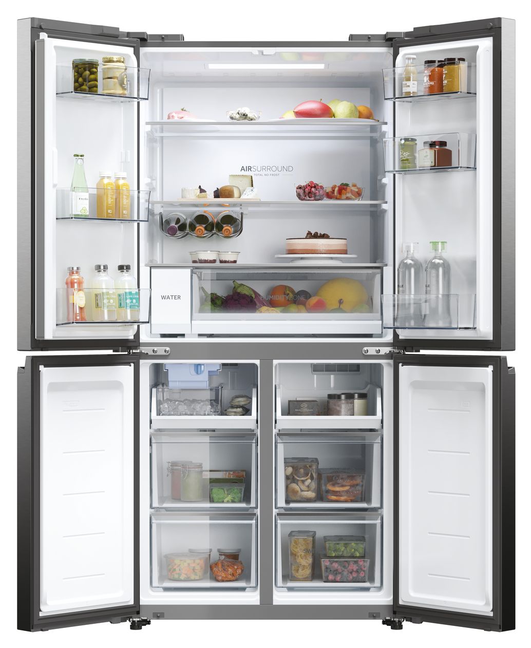 HCW58F18EHMP Side-by-Side Kühl-/ Gefrierkombination 319 l / 185 l 293 kWh NoFrost 1775 mm x 830 mm  (Platin, Edelstahl) 