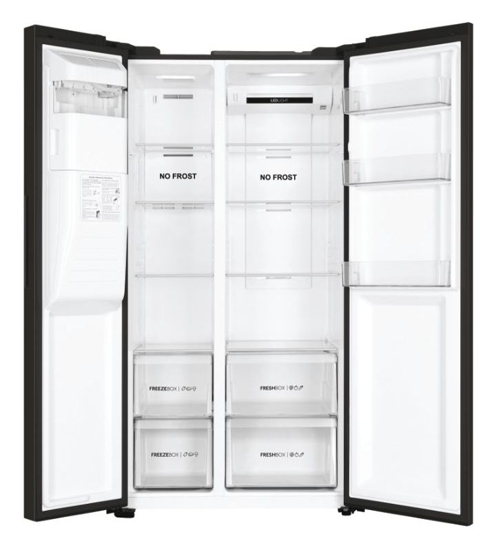 HSOBPIF9183 Side-by-Side Kühl-/ Gefrierkombination 337 l / 178 l 393 kWh NoFrost 1775 mm x 908 mm  (Schwarz) 