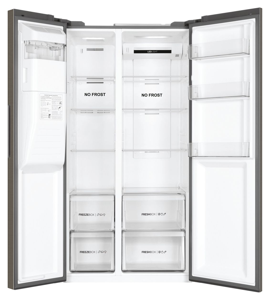 HSR3918FIMP Side-by-Side Kühl-/ Gefrierkombination 337 l / 178 l 393 kWh NoFrost 1775 mm x 908 mm  (Grau) 