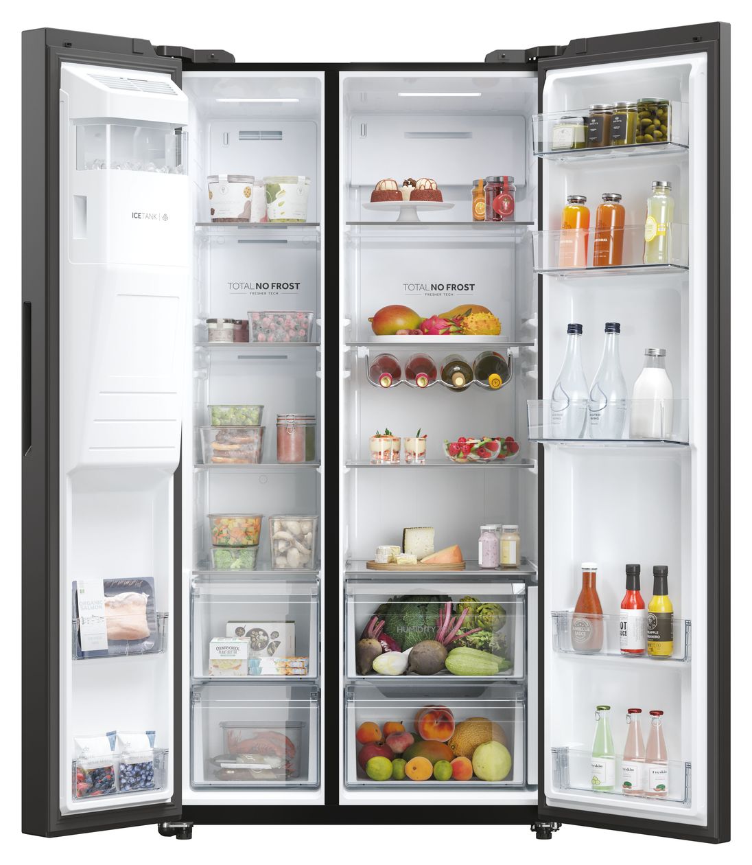 HSW59F18EIPT Side-by-Side Kühl-/ Gefrierkombination 391 l / 210 l 334 kWh NoFrost 1775 mm x 905 mm  (Schwarz) 