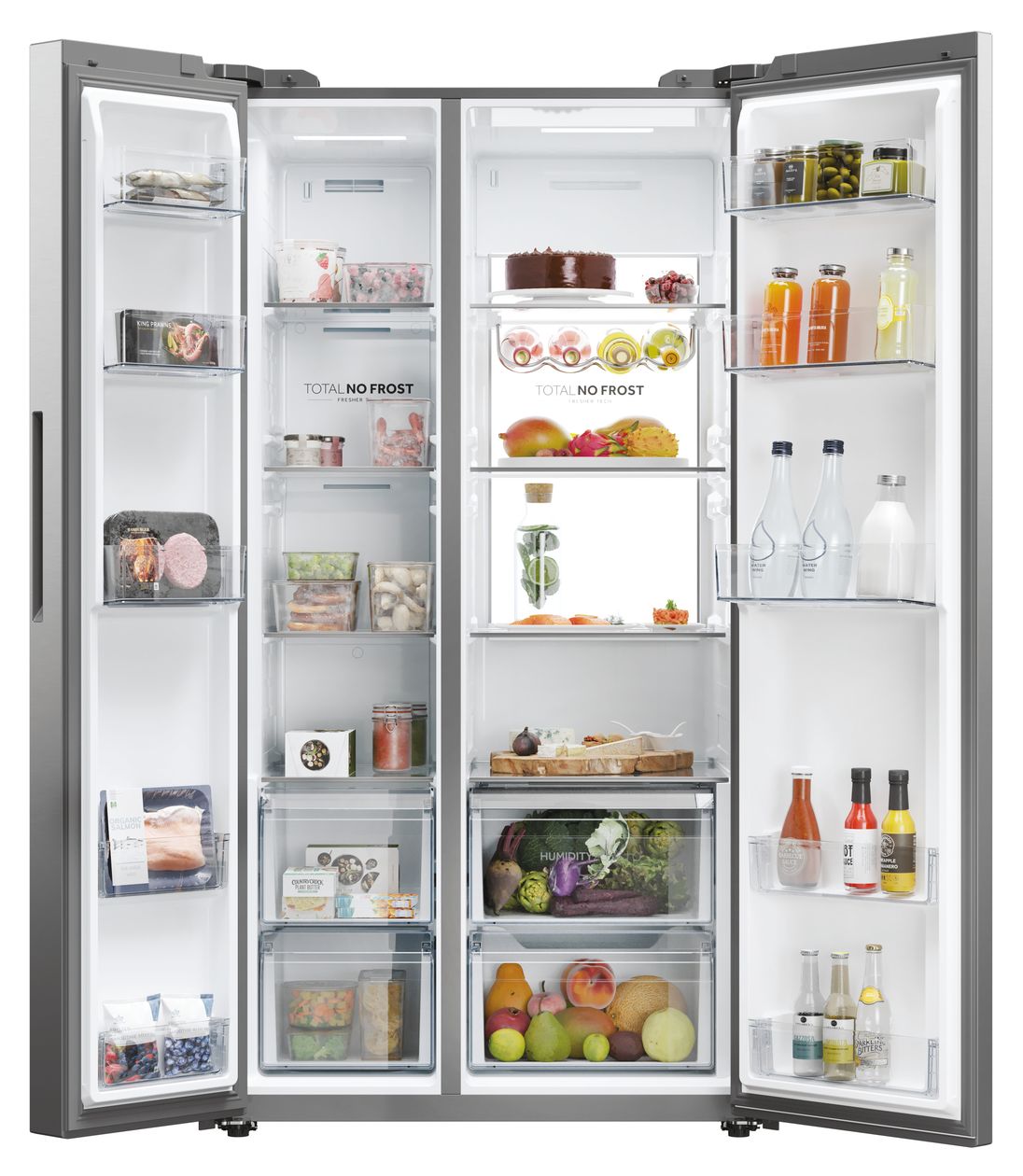 HSW79F18ANMM Side-by-Side Kühl-/ Gefrierkombination 391 l / 220 l 143 kWh NoFrost 1775 mm x 726 mm  (Platin, Edelstahl) 