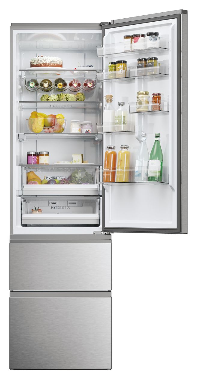 HTW5620DNMG 289 l / 125 l Kühl-Gefrierkombi freistehend NoFrost 226 kWh Jahr  (Silber) 