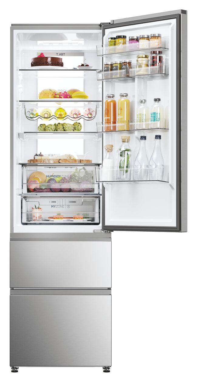 HTW7620ANMG 289 l / 125 l Kühl-Gefrierkombi freistehend NoFrost 120 kWh Jahr  (Edelstahl) 
