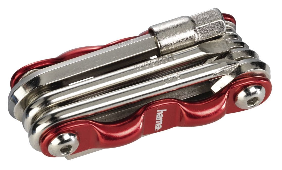 00178128 Fahrrad-Mini-Faltwerkzeug 9-teilig Metallisch,Rot 