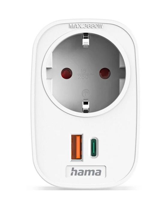 223344 Mehrfachstecker 3er f. Steckdose 1 USB-C PD 1 USB-A 1 Schutzkontakt 45 W  (Weiß) 