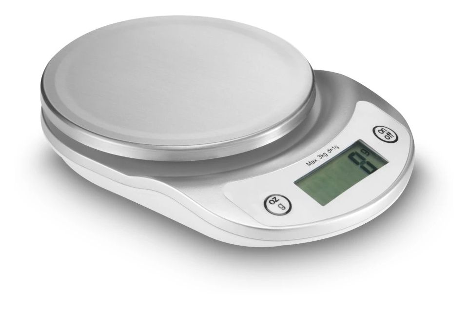 002915 Elektronische Küchenwaage bis 3 kg Genauigkeit 1 g  (Weiß) 